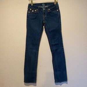 True Religion Billy‎ Low Rise Jeans Women’s Size 27 Dark Wash Straight Leg